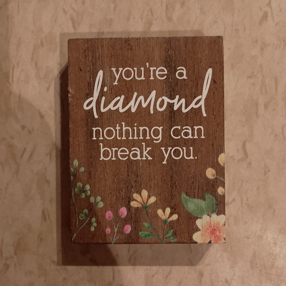 3/$10 🌟 NEW Inspirational Brown Wooden Shelf Decor with Floral Design